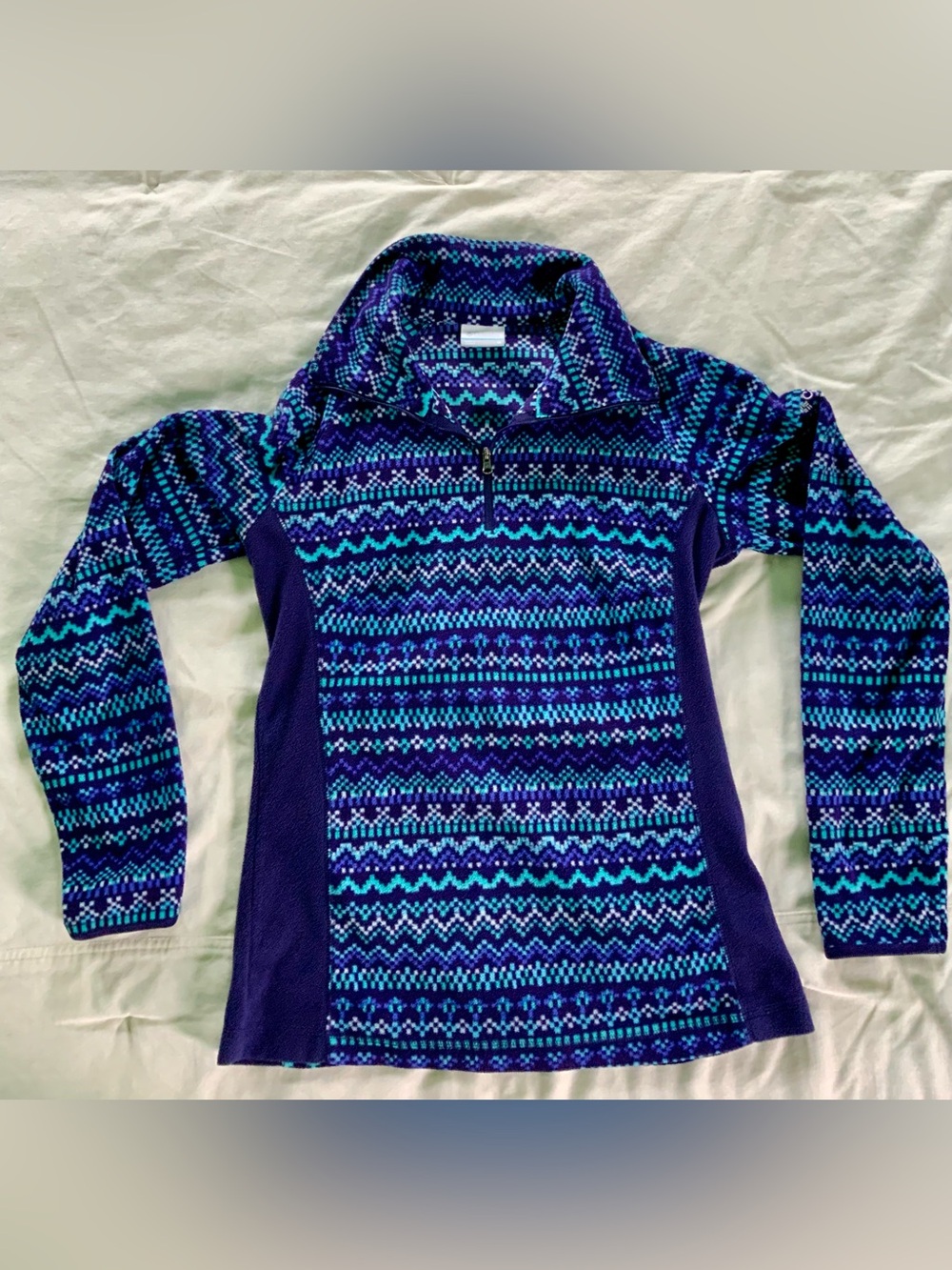 Columbia Women’s Blue & Teal Patterned Quarter-Zip Pullover